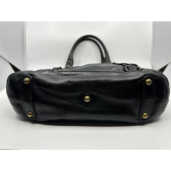 Rare Lockheart Vintage Handbag - Ruffle Braided Black Leather With Brass Bag - Picture 5 of 8